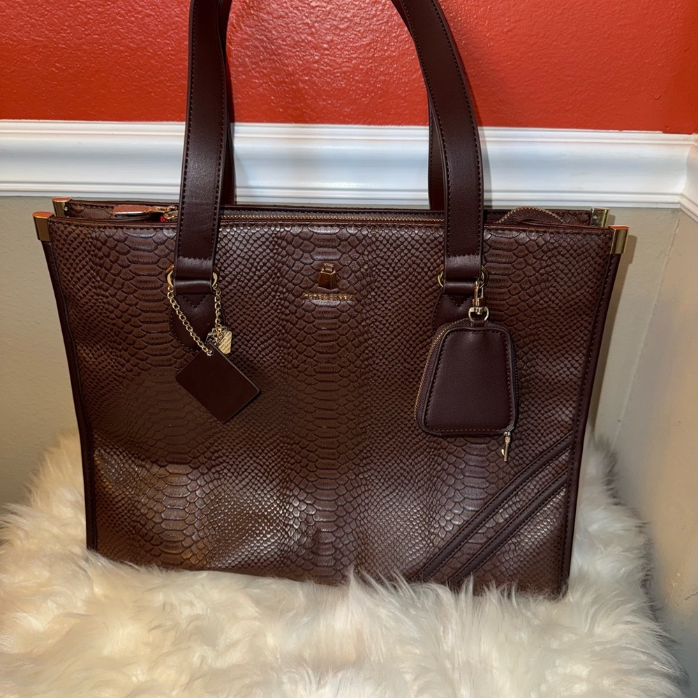 Brown Snake Print Tote Bag